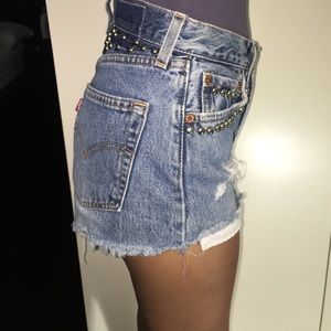 Vintage studded Levi’s shorts.